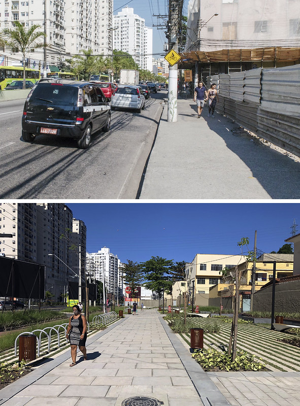 Antes e depois da Rua Marques do Paraná, em Niterói (RJ) Foto: Fabrício Arriaga